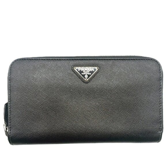 PRADA Black Leather Triangle Wallet - Picture 1 of 7